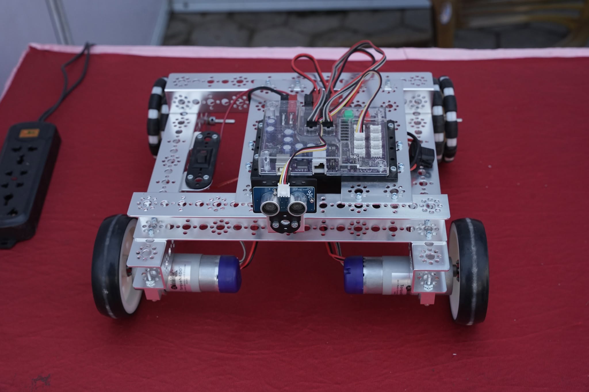 Engineering project robot car shown from top view