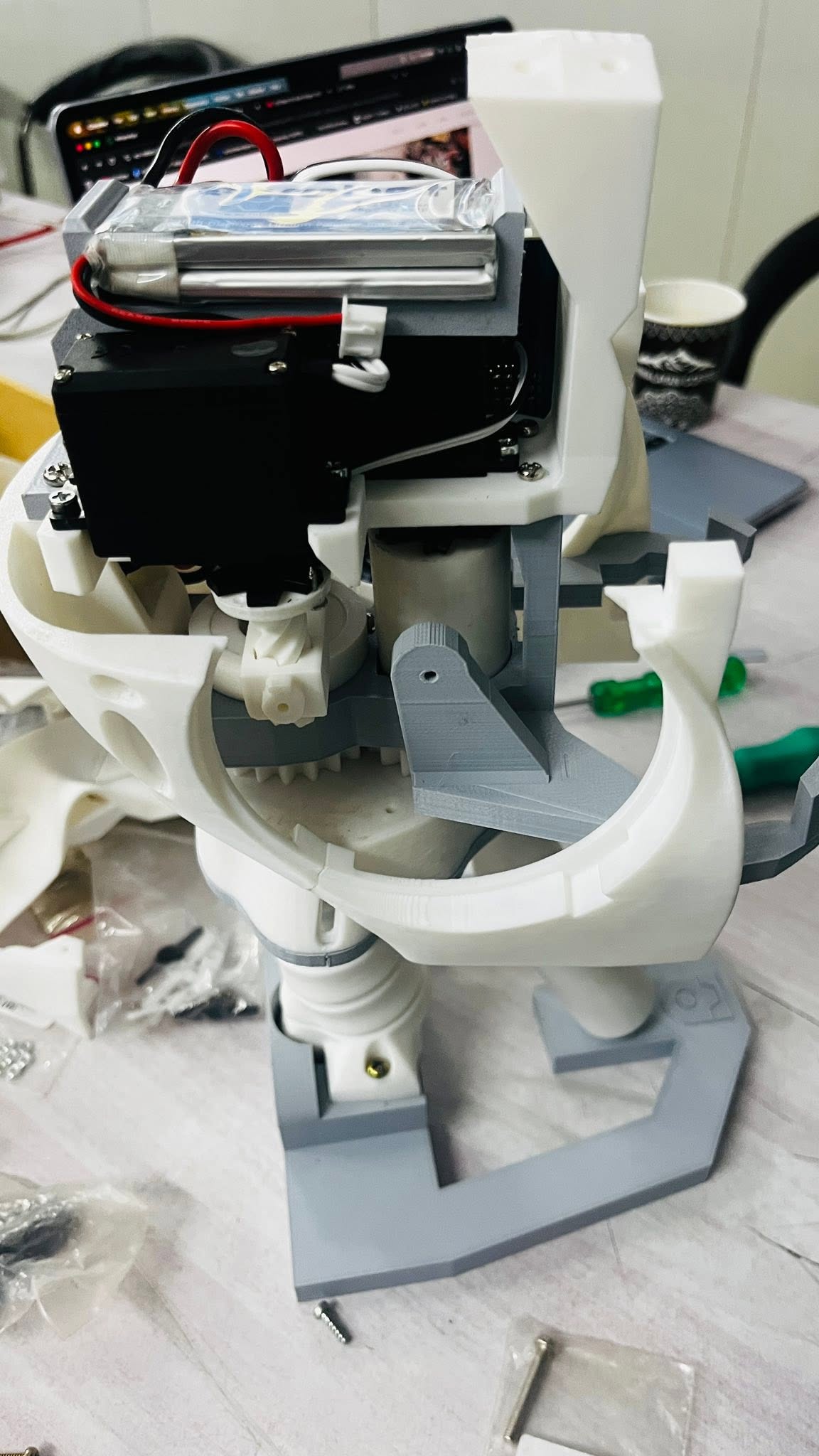 Student-built robotic arm prototype under development